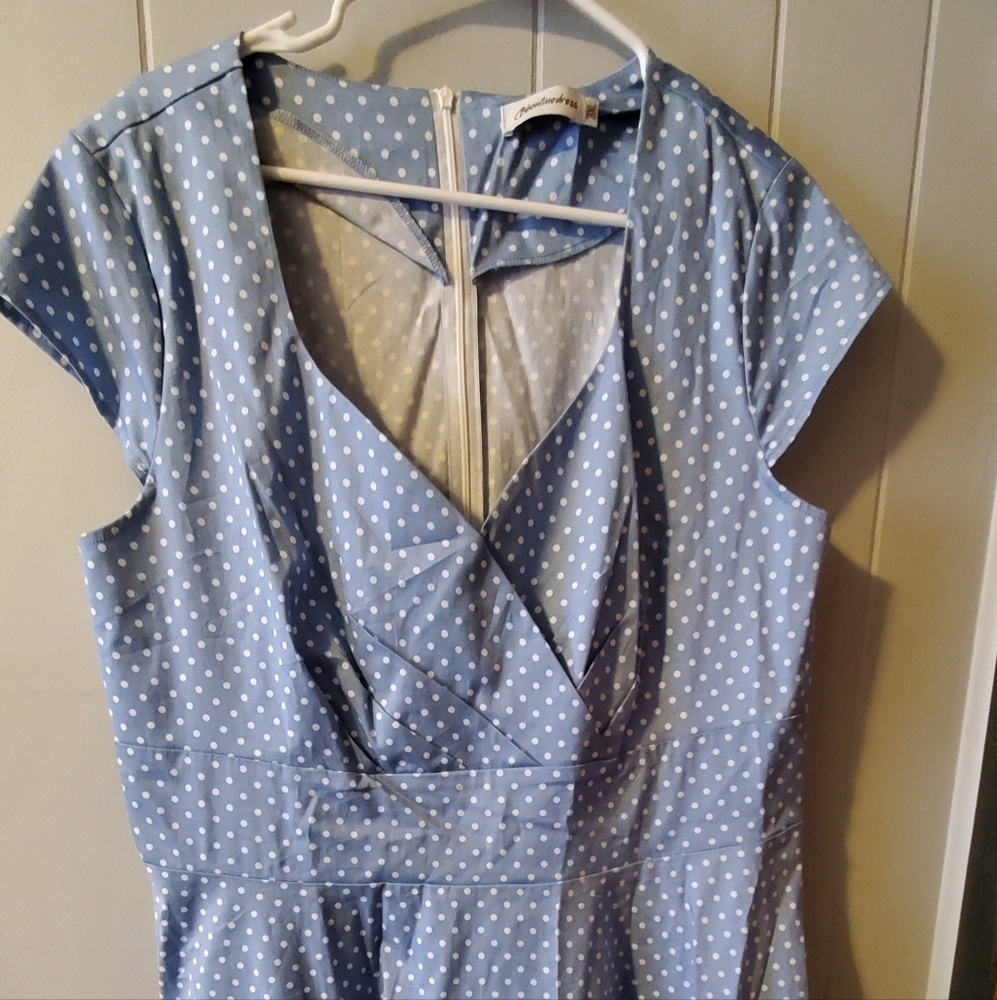 Plus Blue Polka Dot Dress